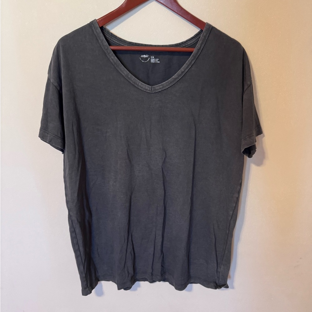 Aerie Charcoal V-Neck Short Sleeve Tee